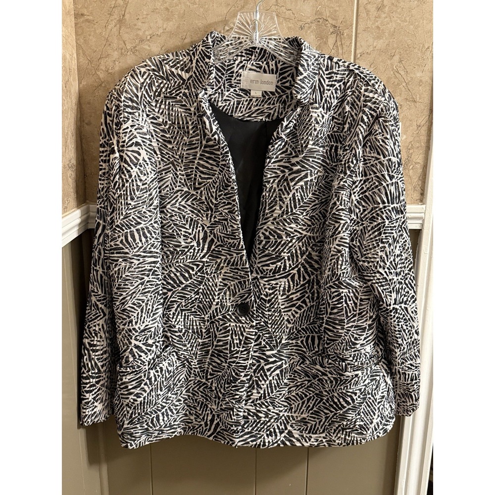Erin London Jacket Black White‎ Pattern Women's Size Large